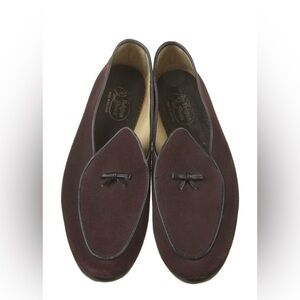 Belgian Shoes Mr Casual Burgundy Suede Loafers Black Trim 9 M